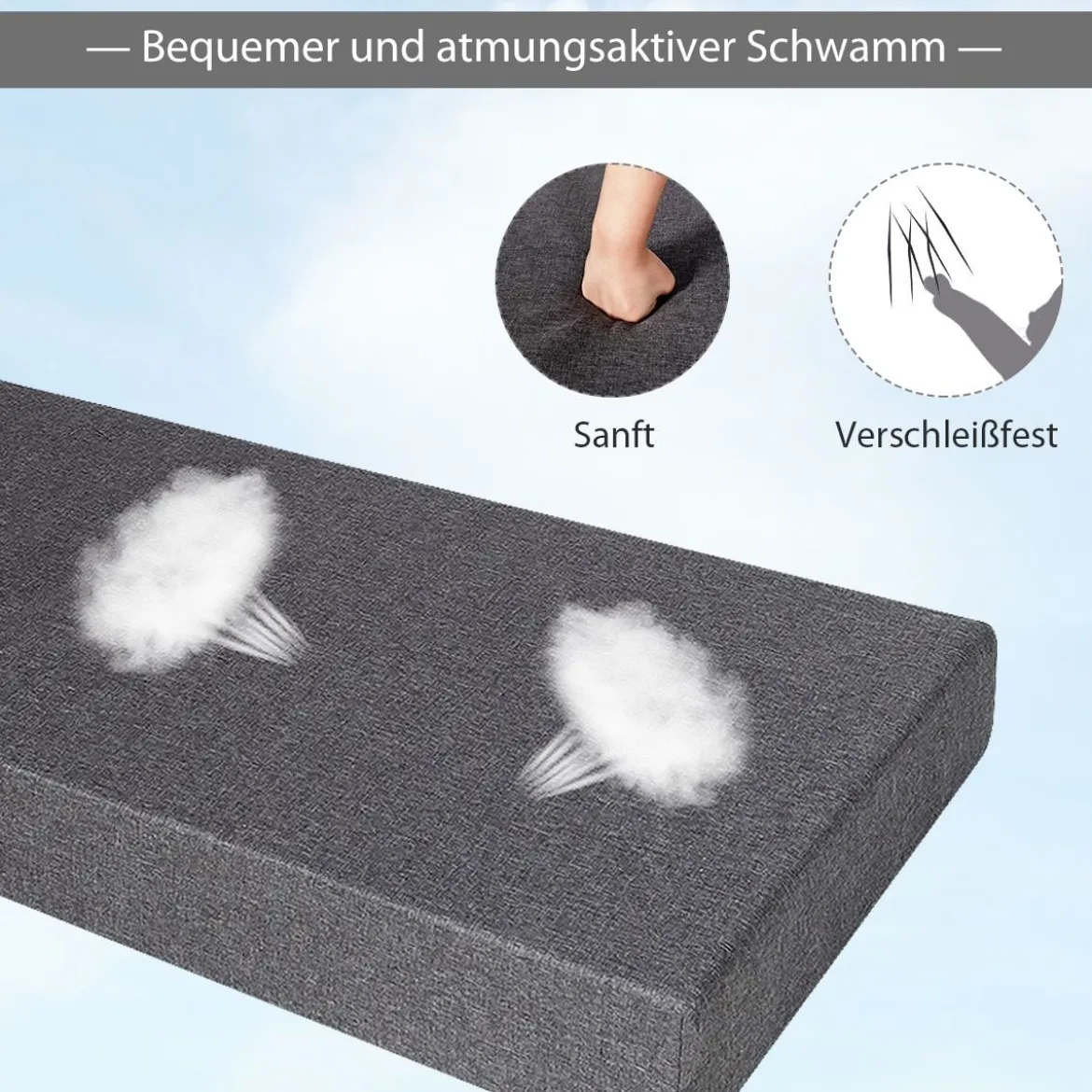 Bankkissen Terrassenmöbel Kissen aus Hoch Verdichtetem Schaum Schwarz & Grau
