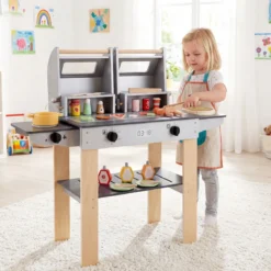 Barbecue Kindergrill mit Grillbesteck & Spiel-Lebensmitteln & Klappdeckeln Grillspielzeug