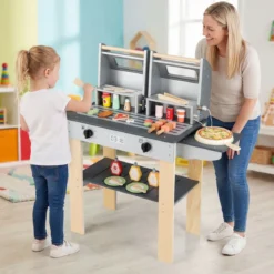 Barbecue Kindergrill mit Grillbesteck & Spiel-Lebensmitteln & Klappdeckeln Grillspielzeug