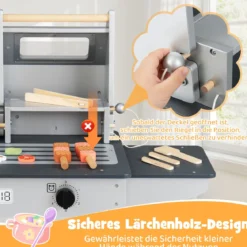 Barbecue Kindergrill mit Grillbesteck & Spiel-Lebensmitteln & Klappdeckeln Grillspielzeug
