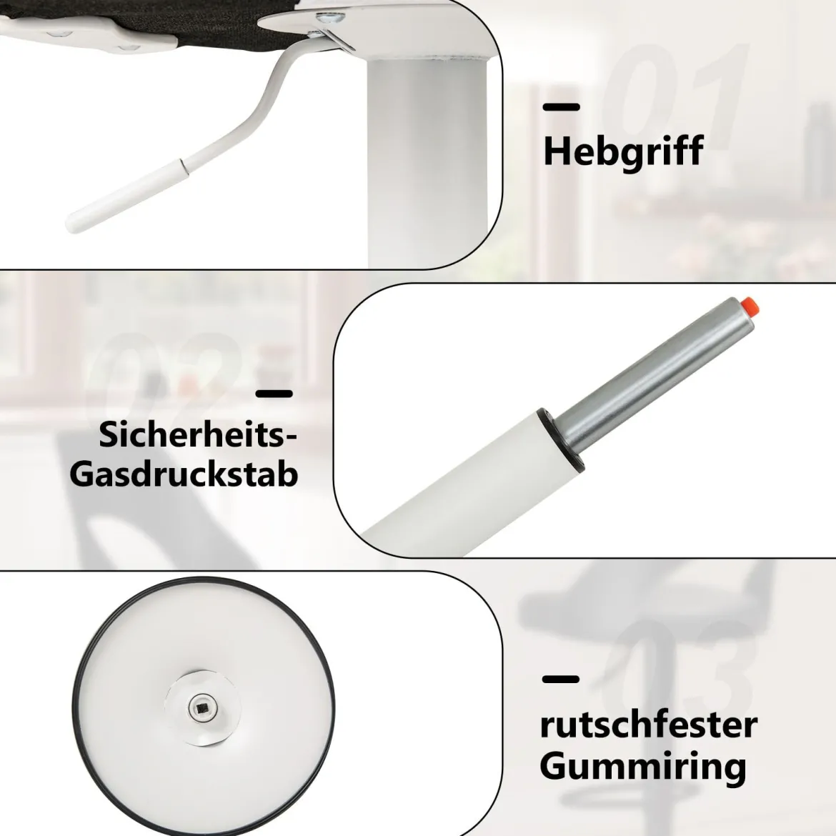 Barhocker 2er Set Barstühle 360° drehbar höhenverstellbarer Drehstuhl Küchenstühle mit Kunstledersitz & Rückenlehne Weiß