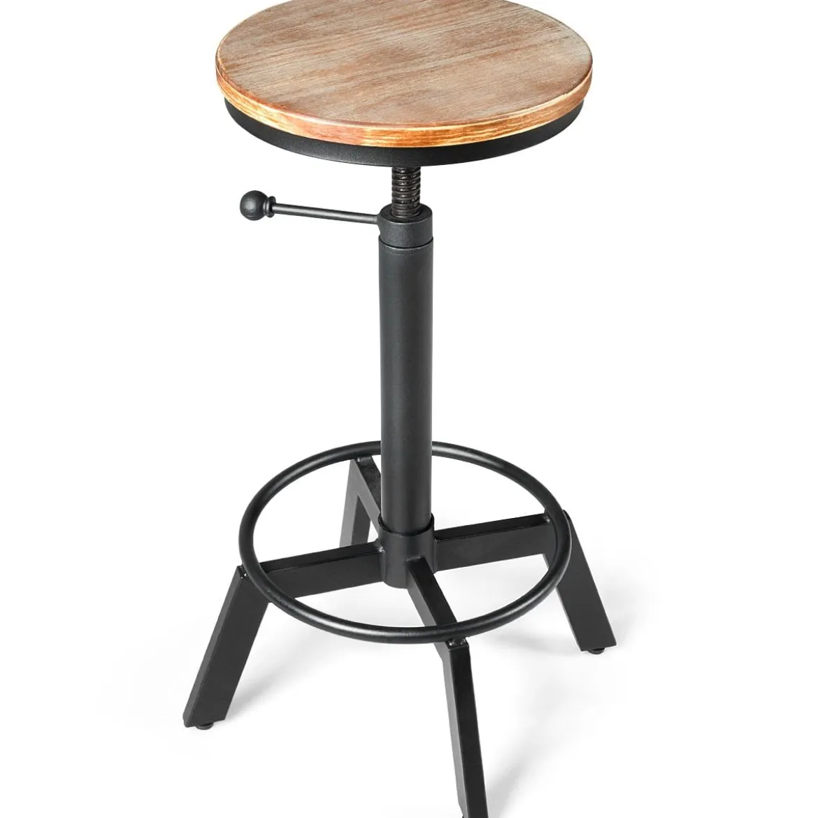 Barhocker höhenverstellbar Barstuhl aus Holz und Metall Tresenhocker mit Fußstütze Bistrohocker