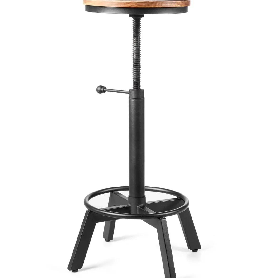 Barhocker höhenverstellbar Barstuhl aus Holz und Metall Tresenhocker mit Fußstütze Bistrohocker