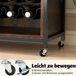 Barschrank mit LED-Beleuchtung & Fernbedienung Weinschrank mit verstellbaren Regalen Rustikal Braun