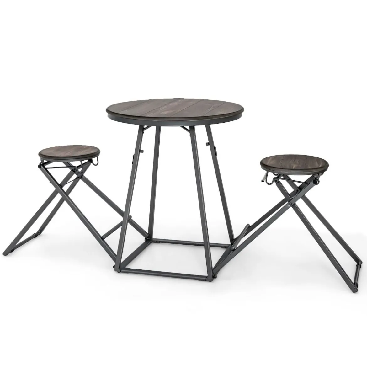 Bartisch mit Barhocker Set 2 Personen Bartisch Set klappbar 206,5 x 77,5 x 90 cm Rustikalbraun