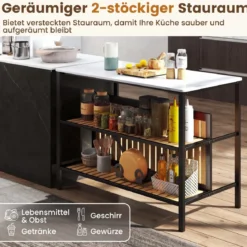 Bartisch Set 3-teilige Essgruppe in Edler Marmoroptik Stehtisch mit 2 Barhockern