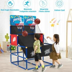 Basketball-Arcade-Spiel für Kinder Basketballständer mit 2 Körben 90 x 90 x 140 cm
