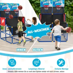 Basketball-Arcade-Spiel für Kinder Basketballständer mit 2 Körben 90 x 90 x 140 cm