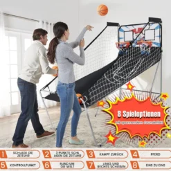 Basketballautomat Klappbares Basketball-Arcade-Spiel mit 2 Körben Weiß