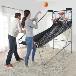 Basketballautomat Klappbares Basketball-Arcade-Spiel mit 2 Körben Weiß
