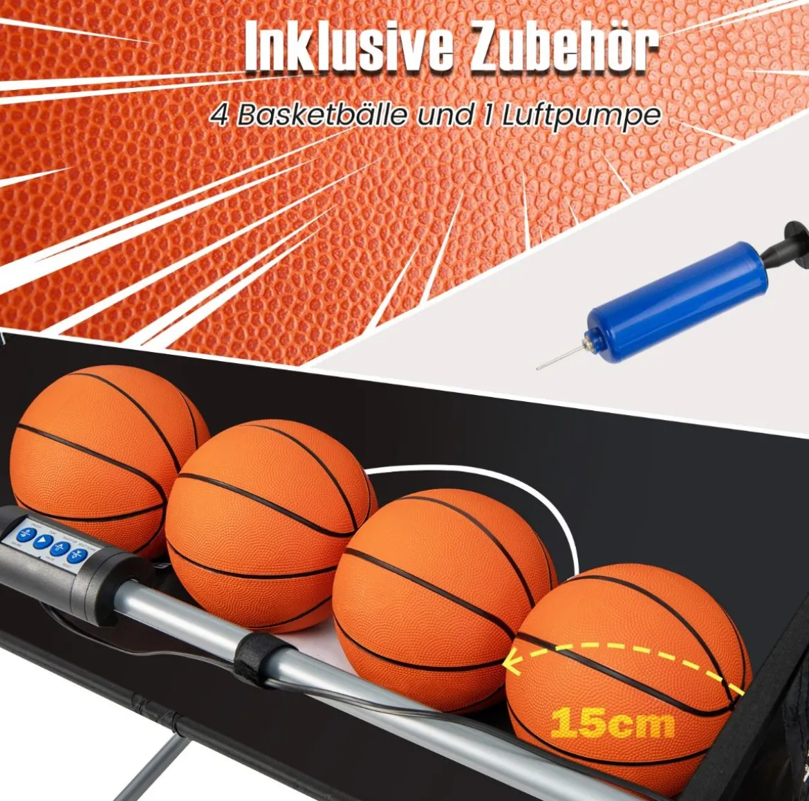 Basketballautomat Klappbares Basketball-Arcade-Spiel mit 2 Körben Weiß
