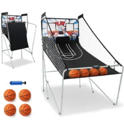 Basketballautomat Klappbares Basketball-Arcade-Spiel mit 2 Körben Weiß
