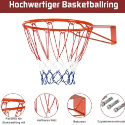 Basketballkorb an der Wand befestigter Basketballkorb Profi Dunking Basketballkorb für drinnen und draußen Orange-Rot