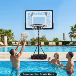 Basketballkorb 164–193cm Höhenverstellbar Basketballständer mit LED-Lichterkette Befüllbarem Standfuß