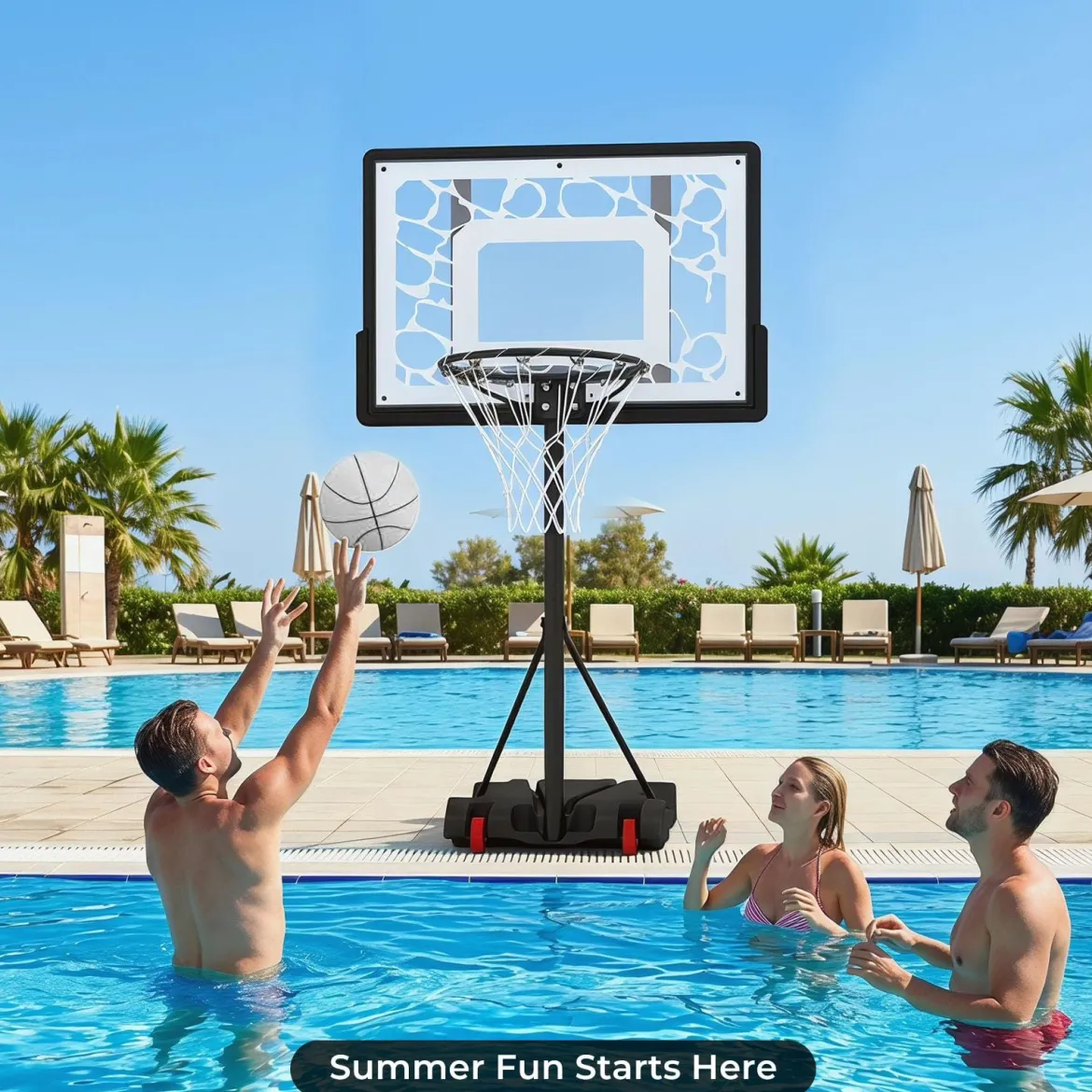 Basketballkorb 164–193cm Höhenverstellbar Basketballständer mit LED-Lichterkette Befüllbarem Standfuß