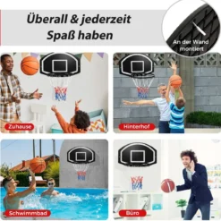 Basketballkorb Indoor Ø 40cm Mini Basketball Korb für Tür & Wandmontage Schwarz