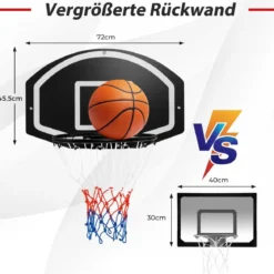 Basketballkorb Indoor Ø 40cm Mini Basketball Korb für Tür & Wandmontage Schwarz