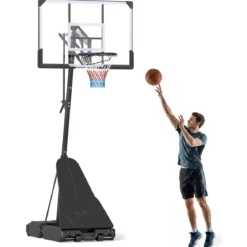 Basketballkorb mit Ständer 245–305 cm Höhenverstellbare Basketballanlage mit Ballrücklauf