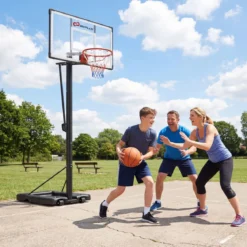 Basketballkorb mit Ständer & 2 Rädern & Gewichtssack Höhenverstellbarer Basketballständer Korbanlage