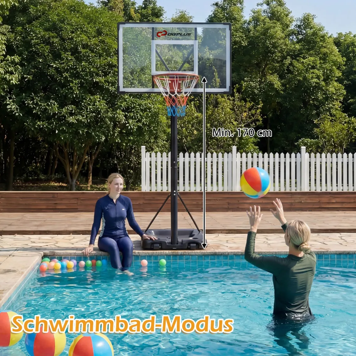 Basketballkorb mit Ständer & 2 Rädern & Gewichtssack Höhenverstellbarer Basketballständer Korbanlage