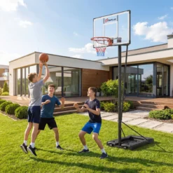 Basketballkorb mit Ständer & 2 Rädern & Gewichtssack Höhenverstellbarer Basketballständer Korbanlage