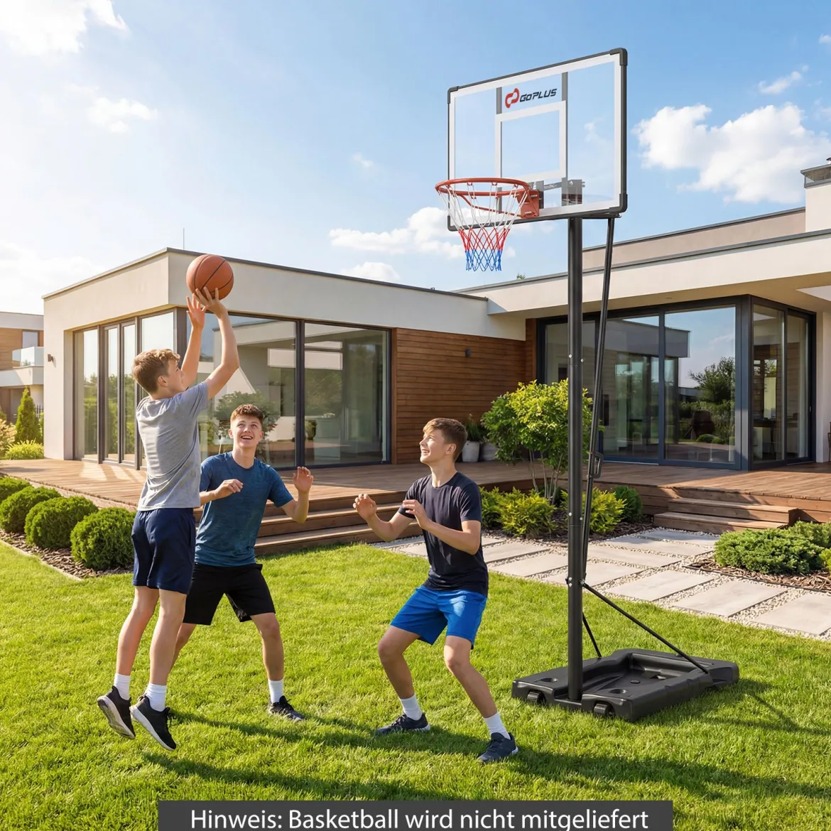 Basketballkorb mit Ständer & 2 Rädern & Gewichtssack Höhenverstellbarer Basketballständer Korbanlage