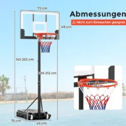 Basketballkorb Outdoor Basketballständer 155-210cm/170-230cm höhenverstellbar