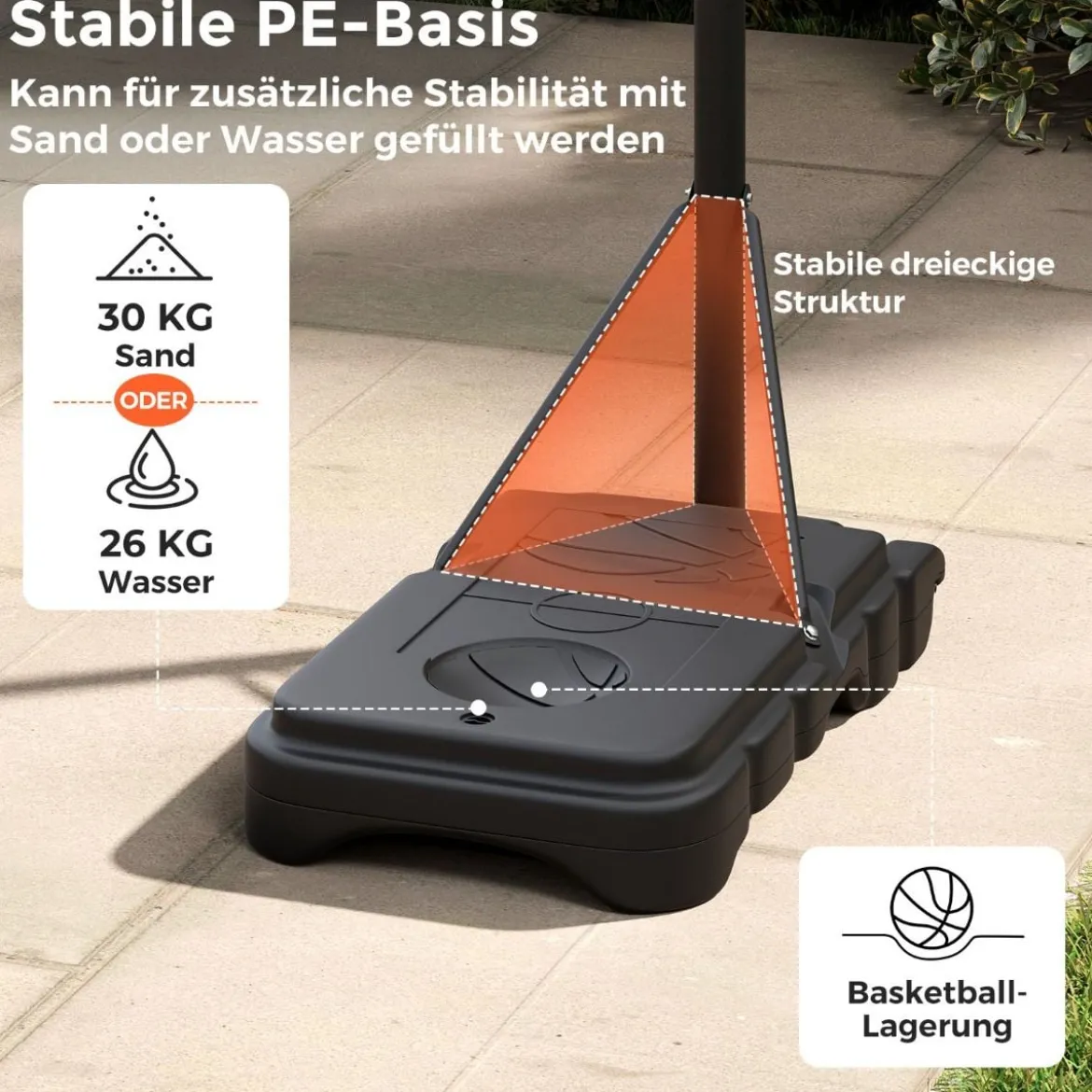 Basketballkorb Outdoor Basketballständer 155-210cm/170-230cm höhenverstellbar