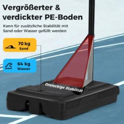 Basketballkorb Outdoor Basketballständer 210-260 cm höhenverstellbar auf Rädern Schwarz