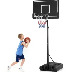 Basketballkorb Outdoor Basketballständer 210-260 cm höhenverstellbar auf Rädern Schwarz