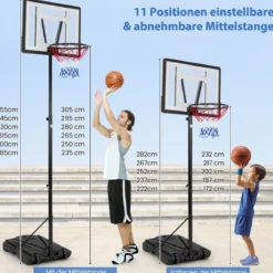 Basketballkorb outdoor Basketballständer 172-305cm höhenverstellbar Korbanlage mit abnehmbarem Mittelrohr