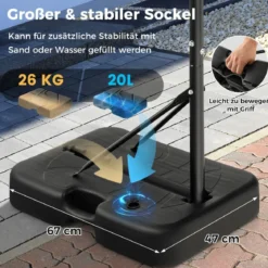 Basketballkorb Outdoor Basketballständer 172-200cm höhenverstellbar Basketballanlage Schwarz
