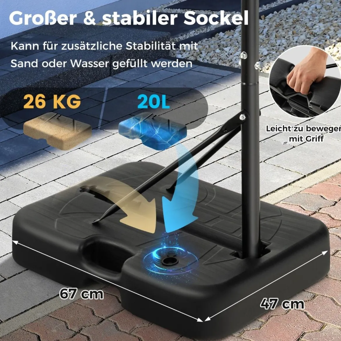 Basketballkorb Outdoor Basketballständer 172-200cm höhenverstellbar Basketballanlage Schwarz
