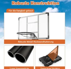 Basketballkorb Outdoor 135/143-305 cm Höhenverstellbarer Basketballständer mit 2 Rädern
