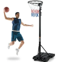 Basketballkorb Outdoor tragbarer Basketballständer 260-305cm höhenverstelbar Schwarz