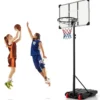 Basketballlkorb outdoor Basketballständer 176-206 cm höhenverstellbar mobile Korbanlage mit Rückwand Schwarz