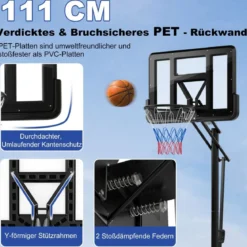 Basketballständer 245-305 cm Höhenverstellbar Basketballkorb mit Ständer Schwarz
