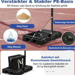 Basketballständer 245-305 cm Höhenverstellbar Basketballkorb mit Ständer Schwarz