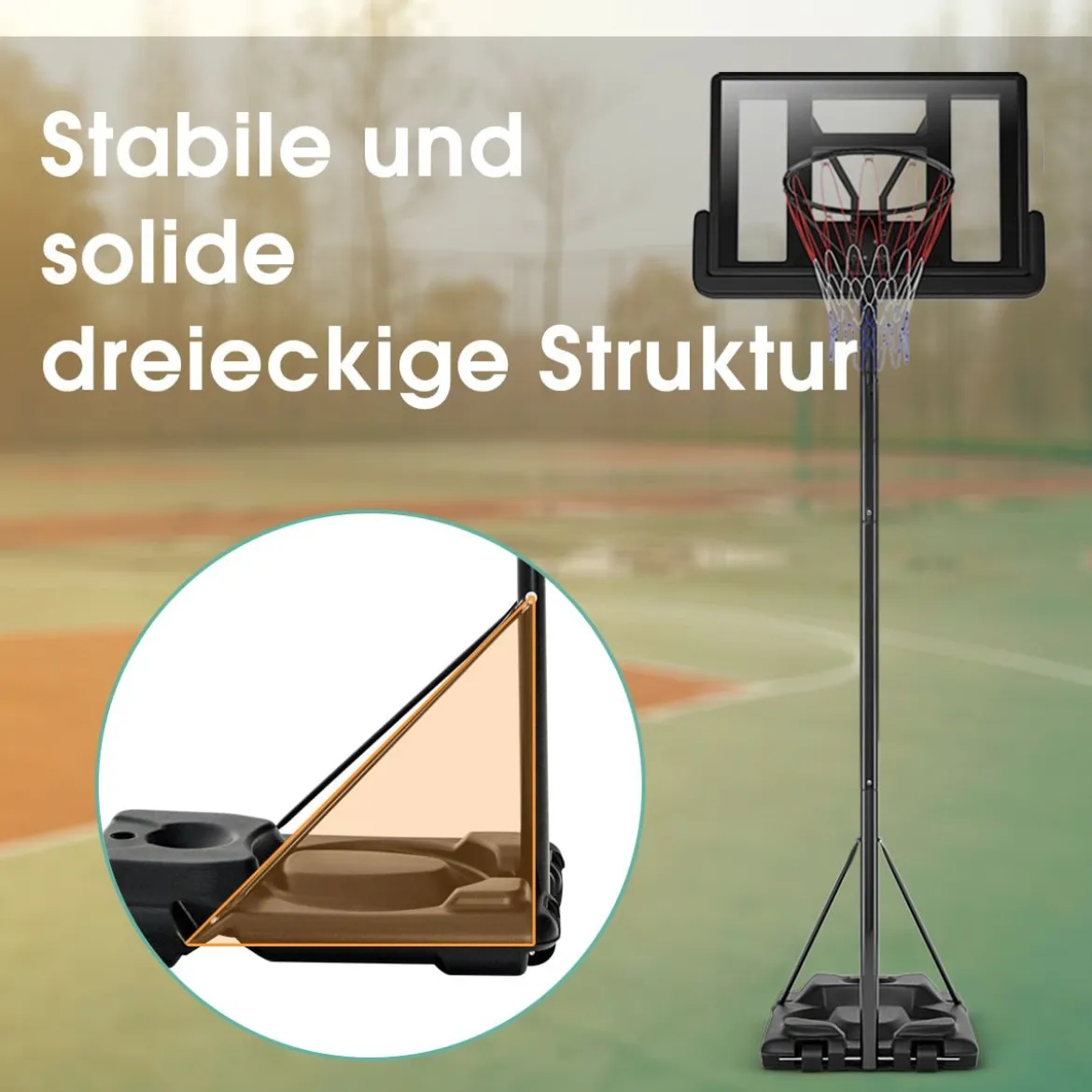 Basketballständer 180-305 cm Höhenverstellbar Basketballkorb mit Ständer & 2 Rädern Korbanlage für Kinder