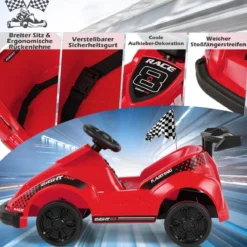 Batteriebetriebenes Go-Kart Kinderfahrzeug mit Fernsteuerung 85 x 53 x 40 cm Rot