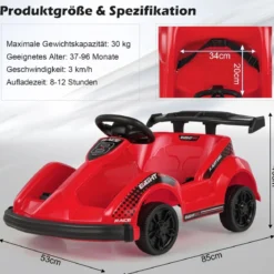 Batteriebetriebenes Go-Kart Kinderfahrzeug mit Fernsteuerung 85 x 53 x 40 cm Rot