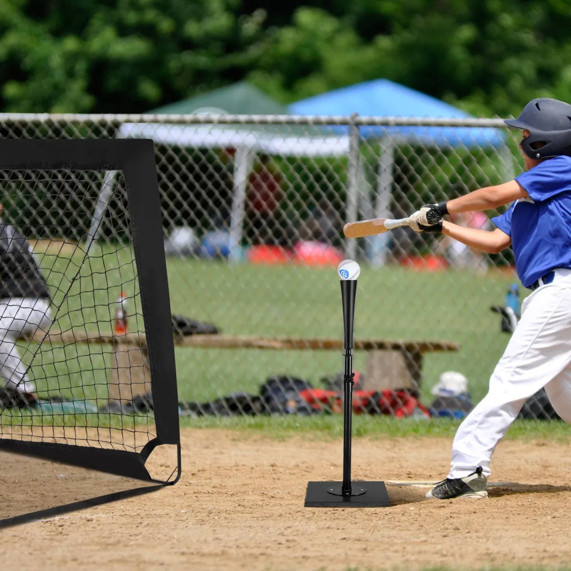 Batting Tees Teeständer 63,5-91,5 cm höhenverstellbar Baseballstativ tragbar mit Stabilem Sockel Schwarz