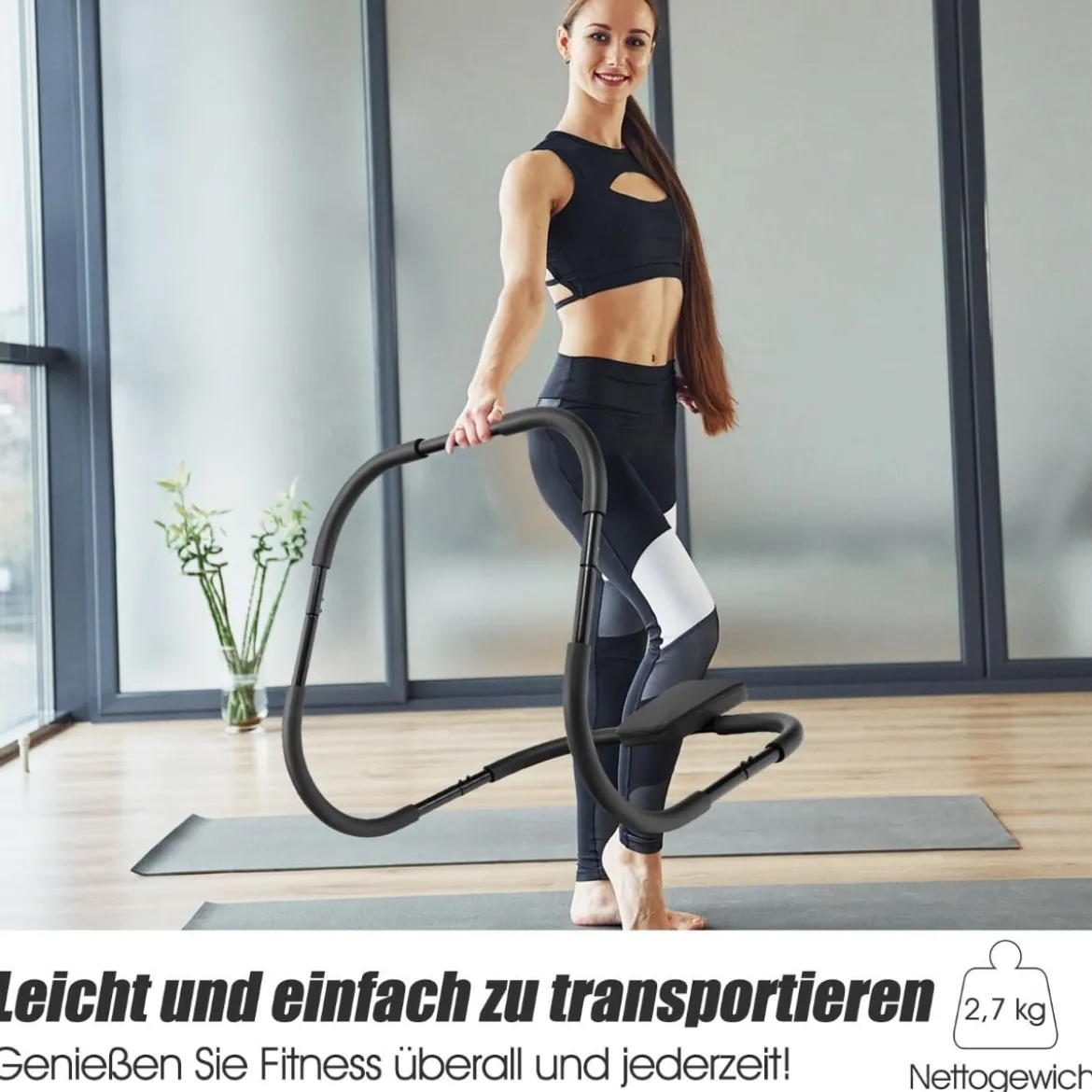 Bauchmuskeltrainer mit Weichem Griff Krafttrainingsgerät Fitnessgerät Schwarz