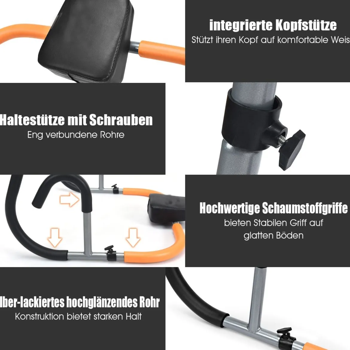Bauchtrainer Bauchmuskeltrainer AB Trainer Roller mit Kissen für Crunches und Liegestütze