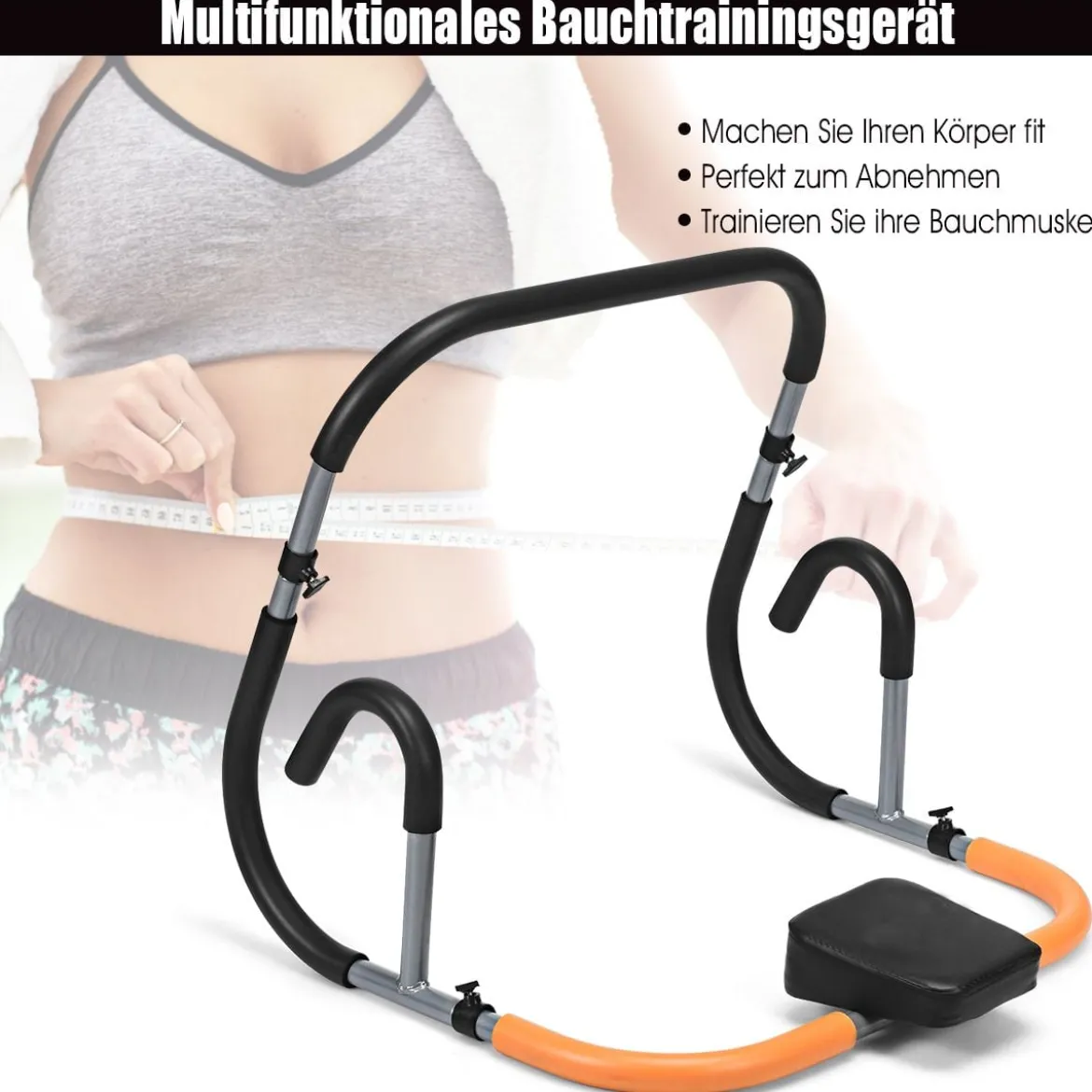 Bauchtrainer Bauchmuskeltrainer AB Trainer Roller mit Kissen für Crunches und Liegestütze