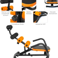Bauchtrainer drehbar Bauchmuskeltrainer Allround Trainer mit 3 Fach Rückenlehne
