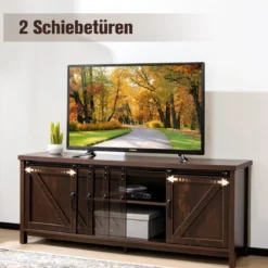 Bauernhaus-TV-Ständer mit Schiebetüren für Fernseher bis 65 Zoll 150 x 40 x 60 cm Braun