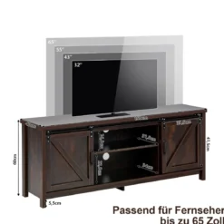 Bauernhaus-TV-Ständer mit Schiebetüren für Fernseher bis 65 Zoll 150 x 40 x 60 cm Braun