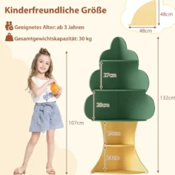 Baum-Design Kinder Bücherregal aus Holz 5 Ebenen Kinderregal Spielzeugregal Grün