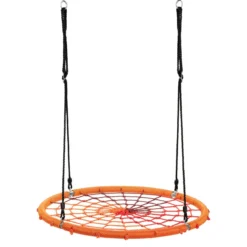 Baumschaukel Ø100cm Nestschaukel Spinnennetz Kinderschaukel Tellerschaukel Hängeschaukel Orange